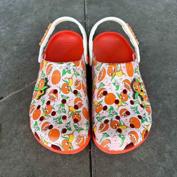 CROCS Shoes - Crocs Disney 50th Anniversary Orange Bird Clogs M7 W9 White Orange Summer Travel
